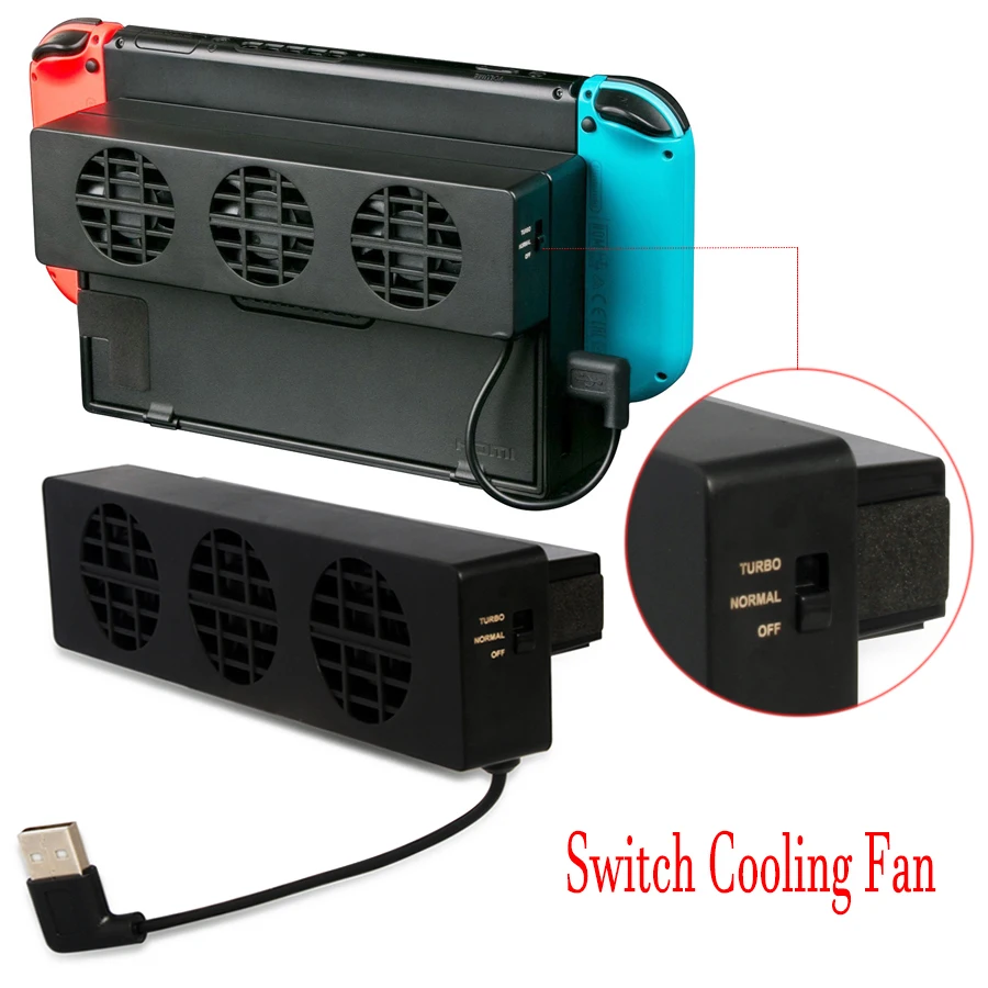  Cooling Fan for Nintendo Switch NS Original Stand Game Console Dock Cooler with 3-Fan USB Cooling F
