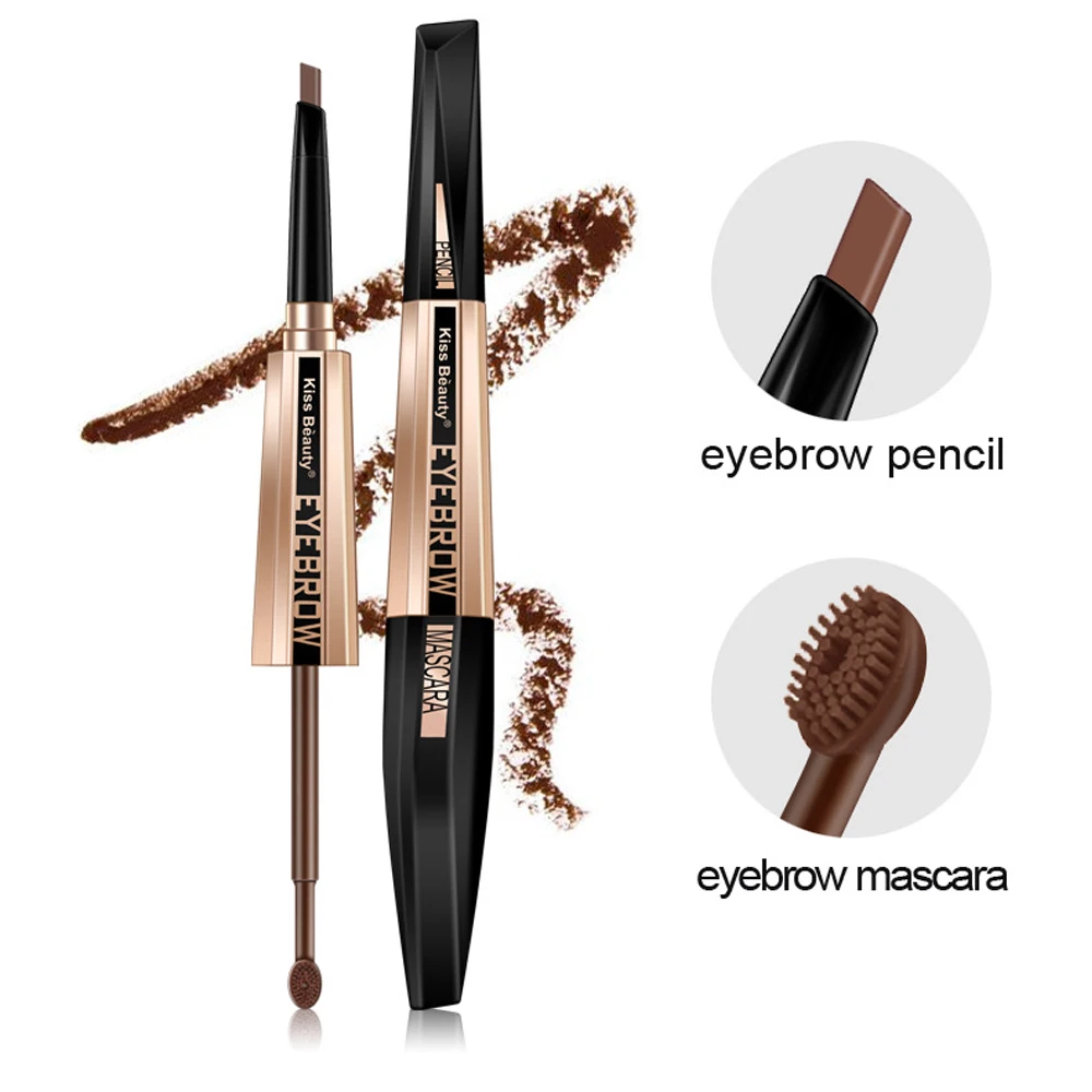 

1Pcs Double Head Automatic Eyebrow Pencil+Eyebrow Brush Waterproof Long Lasting Eye Brow Makeup Brown Tint Eyebrow Pen Cosmetic