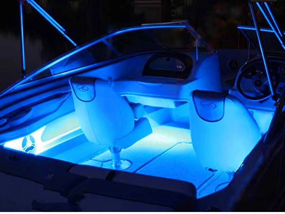Marinha Barco Grau 12 Volts Grande Impermeável Led Cortesia Luzes Azul - Branco 4 x 6 Holofotes de LED