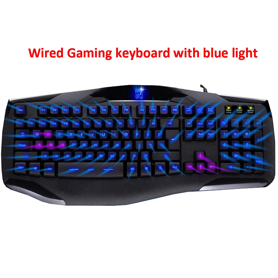 

Professional Wired Gaming Keyboard With Cool Blue Light 104 Keys Game Keyboard Computer PC Durable Comfortable