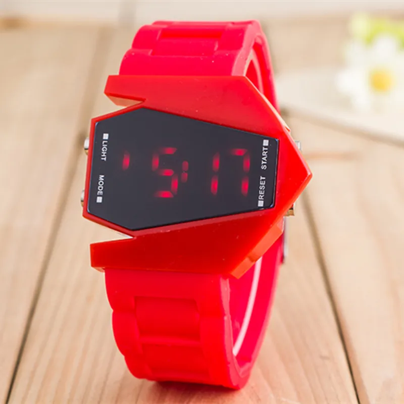 Роскошный Цифровой Будильник Секундомер задний светильник светодиодный часы для женщин мужчин детей спортивные наручные часы relogio feminino masculino 8O72 - Цвет: red