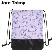 Jom Tokoy школьный рюкзак для девочек с объемным принтом розового единорога женские сумки на шнурке