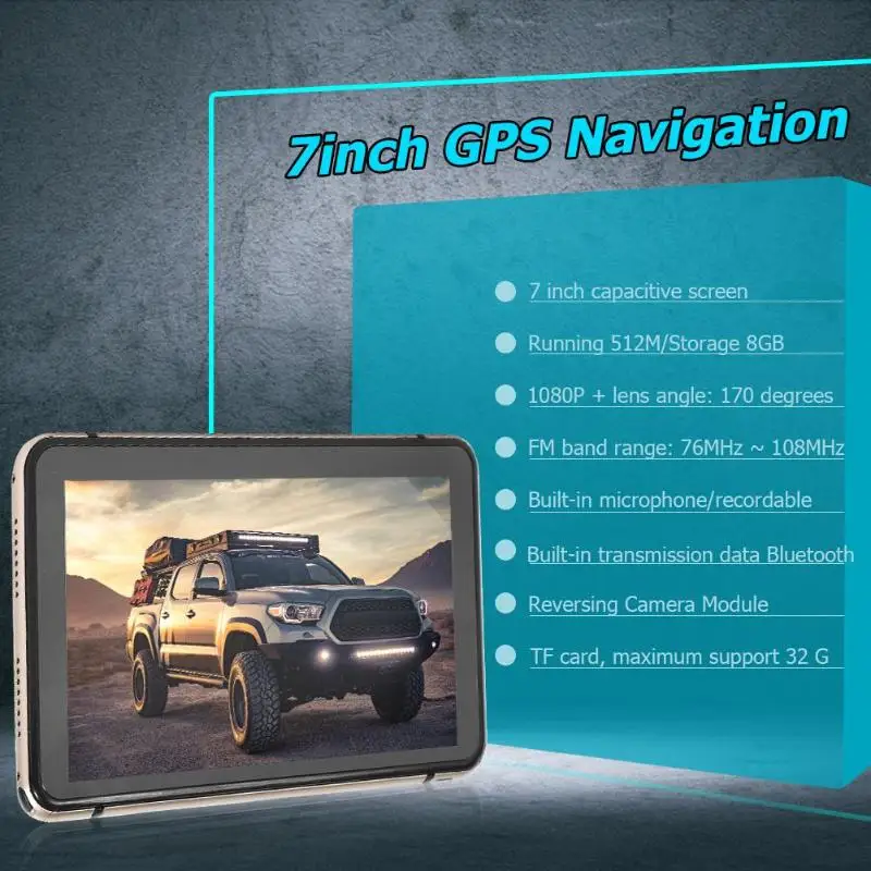 7 pulgadas Android GPS navegación coche DVR Cámara satelital Bluetooth WiFi AV-IN mapa satelital camión navegación GPS automóvil 7 pulgadas Android GPS navegación coche DVR Cámara satelital Bluetooth WiFi AV-IN mapa satelital camión navegación GPS automóvil