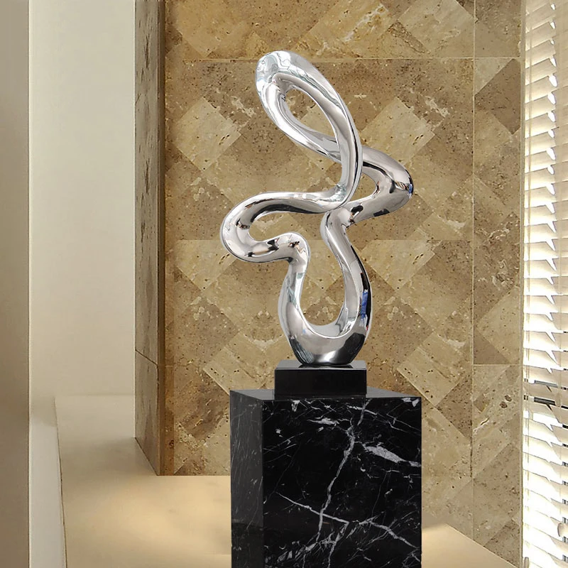 Современная Скульптура Гальваническая скульптура из смолы абстрактная скульптура мраморная основа статуи для украшения дома аксессуары для украшения