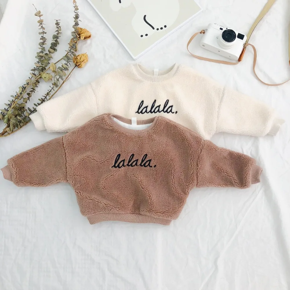 

New Thick Warm Autumn Winter Hoodies Infant Baby Girls Sweatshirts velvet Pullover Kids Girls Knitted Sweater Outerwear