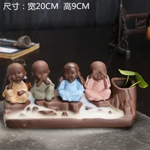 

A Young Buddhist Monk Blackflow Incense Burner Ceramic Sand Decoration Buddhist Ware X3285