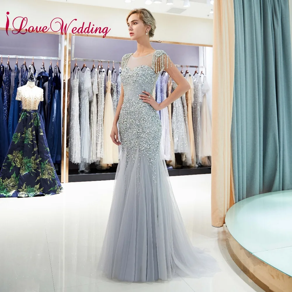 Ilovebridal Самые Красивые Тяжелые бисеры Серебряный Тюль Сделанные на заказ русалки