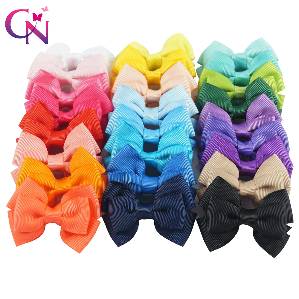 

CN 100Pcs/lot 2.5" Mini Ribbon Bows Baby Solid Hairclip Hair Accessories With Clip Boutique Hairbow For Kids Girls Headwear