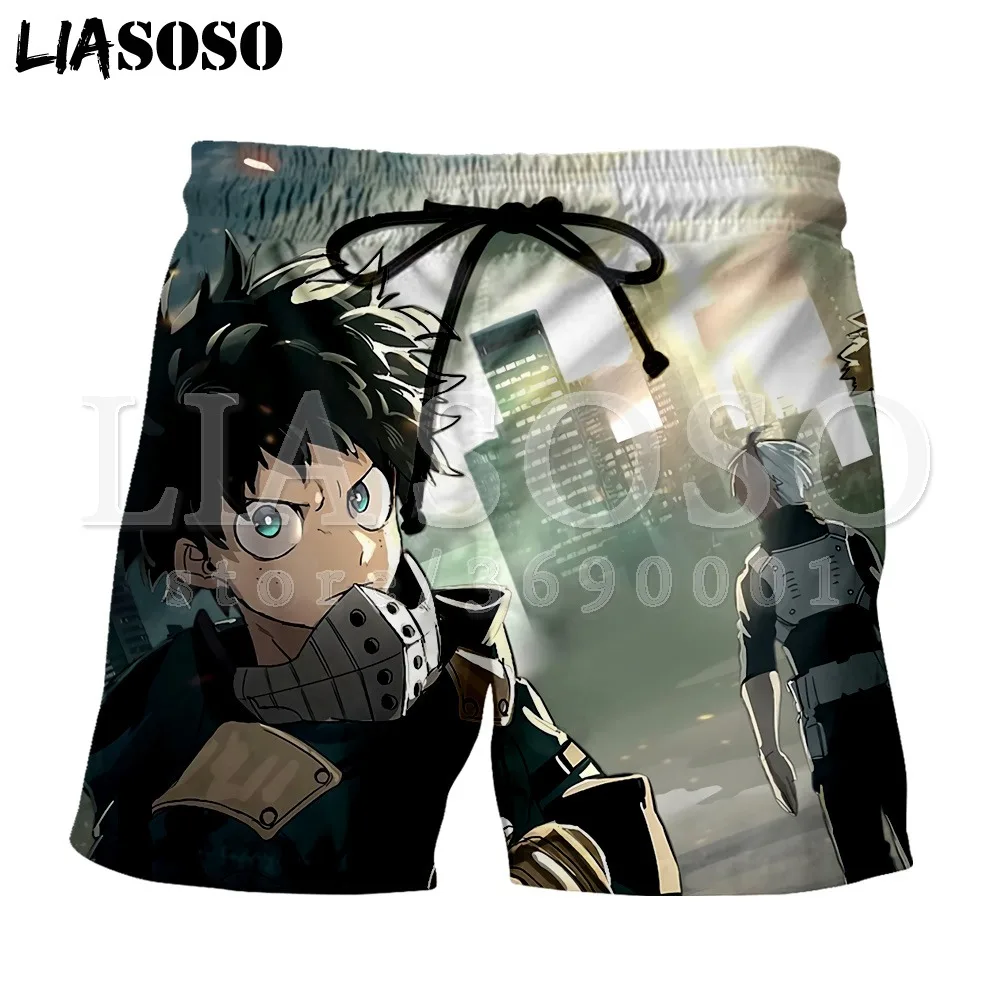 LIASOSO 3d принт Япония Аниме Boku no Hero academic шорты пляжные шорты мой герой Academy Izuku Bakugou бордшорты X0725