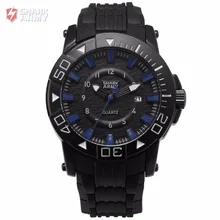 Voodoo II SHARK ARMY Full Black Blue Outdoor Sport 12Hrs Analog Date Soft Rubber Water Resistant