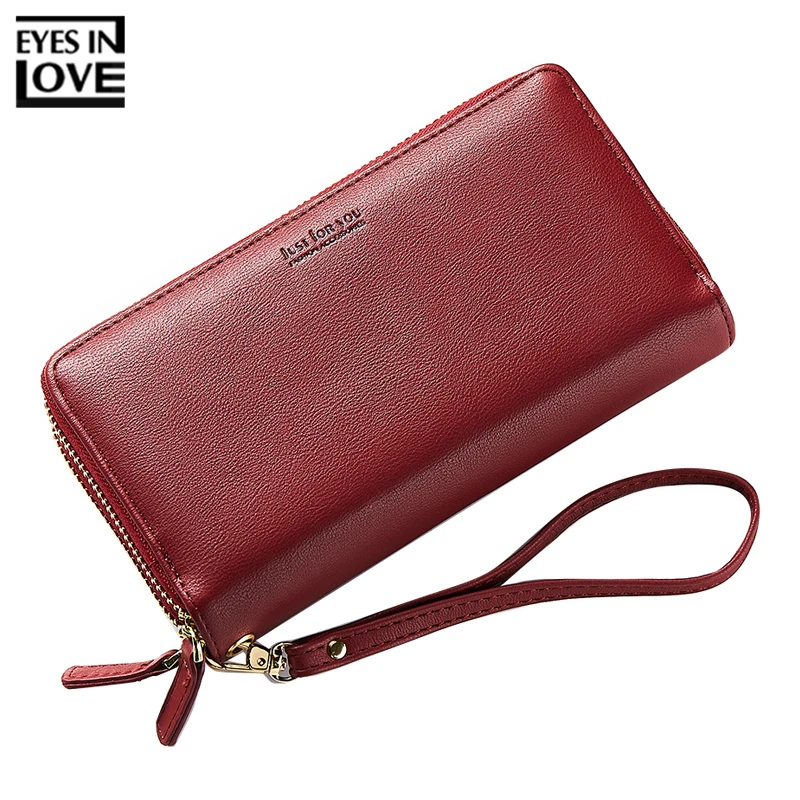 EYES IN LOVE Double Zipper Wristband Long Clutch Wallets For Women Large Capacity Card Holder Purse Phone Pocket Wallet Female EYES IN LOVE Double Zipper Wristband Long Clutch Wallets For Women Large Capacity Card Holder Purse Phone Pocket Wallet Female