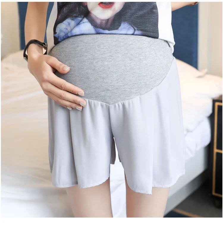 Черный/серый большой размер, для беременных женщин шифон живота ампир шорты свободные широкие регулируемые талии шорты для беременных Милые Оптом