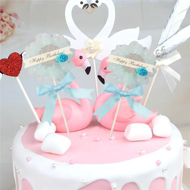 Cute Beautiful Flower Happy Birthday Cake Insert Card Wedding Cake
