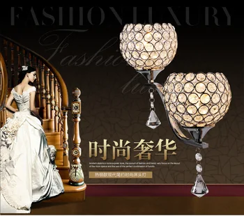 

5pcs Modern Bedside Bedroom Stair Lamp Crystal Wall Lights E27 luminaria Led Single Gold Silver Color Indoor bathroom light