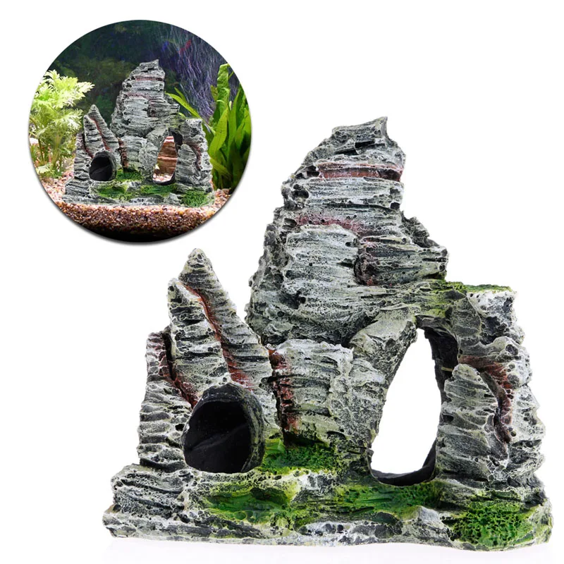 4 формы аквариума скалы вид на горы каменная пещера дерево украшение аквариума аксессуары для аквариума