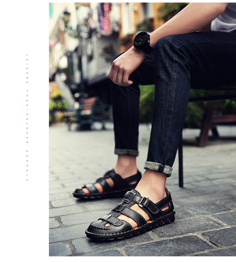 Merkmak/Брендовые мужские летние дышащие сандалии; пляжная обувь из натуральной кожи; повседневные Нескользящие тапочки; высококачественные лоферы; 5 заказов