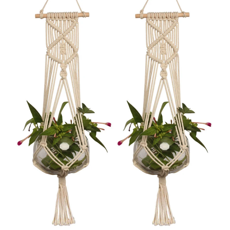 1pc Macrame Plant Hanger Large Pot Holder Hanging Planter Basket Hemp Rope Braided