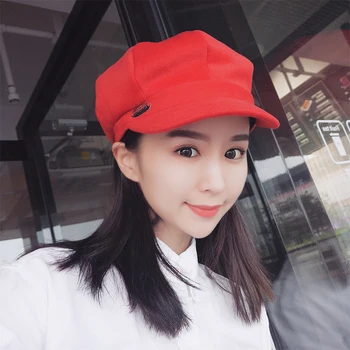 

HT1437 Autumn Winter Women Hats Black Red Grey Newsboy Caps Warm Wool Female Beret Hats Plain Octagonal Artist Painter Beret Cap
