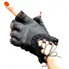 Gants noirs demi-doigt en cuir véritable pour femmes, garniture en dentelle en peau de mouton souple, gants Sexy, Costume de danse pour dames, gant en dentelle AGL001 ► Photo 2/6