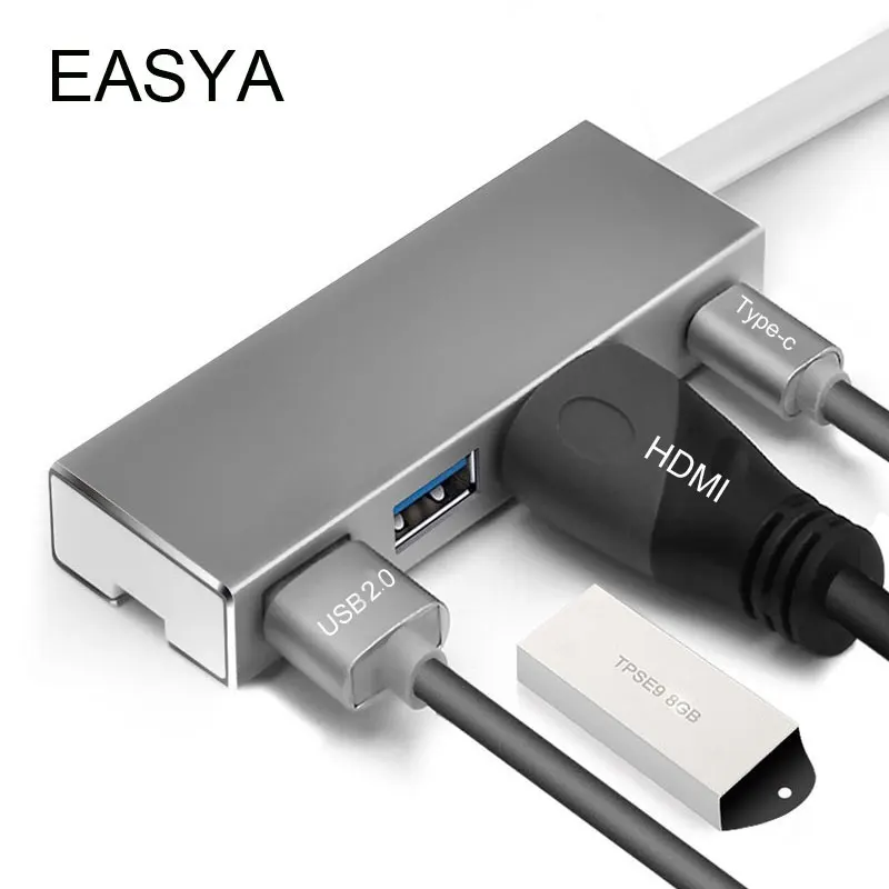 

EASYA 4-in-1 USB C Hub to HDMI Adapter 4k with PD Type-C Charging Port USB Hub 3.0 / 2.0 Dock for MacBook Pro