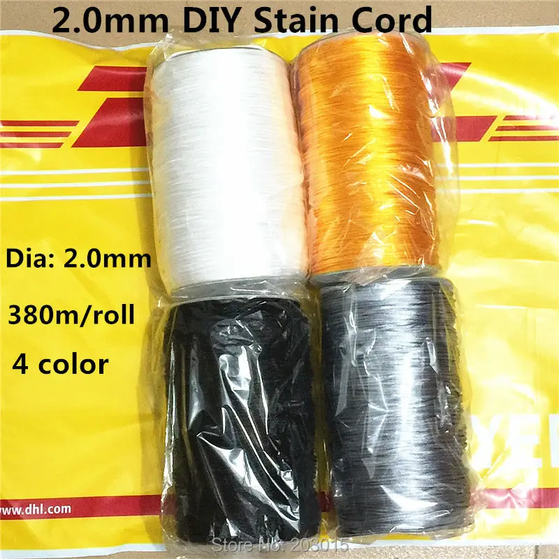 ( 4 color ) 380 meters/lot 2.0mm Nylon Satin Cord for DIY Silicone Baby Teething beaded necklace
