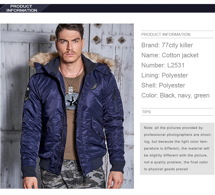 77City Killer верхняя одежда зимняя куртка мужская Высококачественная ветрозащитная куртка с капюшоном толстые теплые парки с меховым воротником мужской размер M-3XL