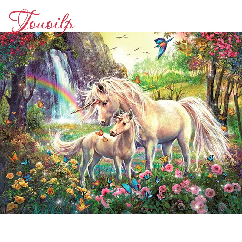 Full square&round diamonds 5D Two unicorns diamond embroidery 5d