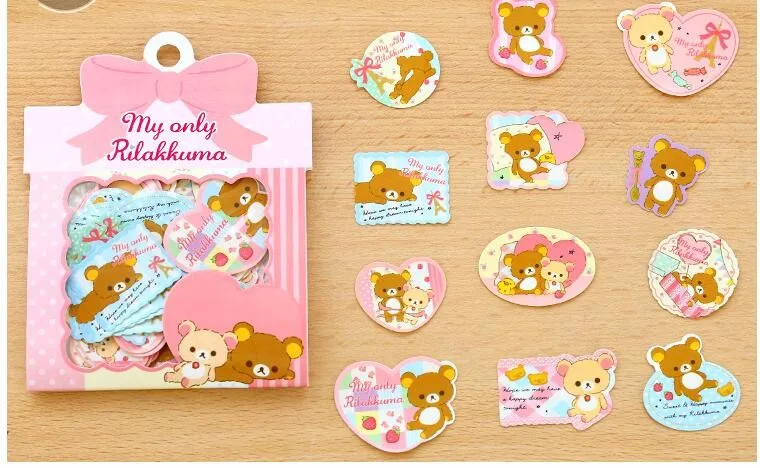 60 шт./упак. лет мультфильм Rilakkuma декоративные наклейки Клейкие наклейки, декоративный элемент для рукоделия Стикеры для дневника