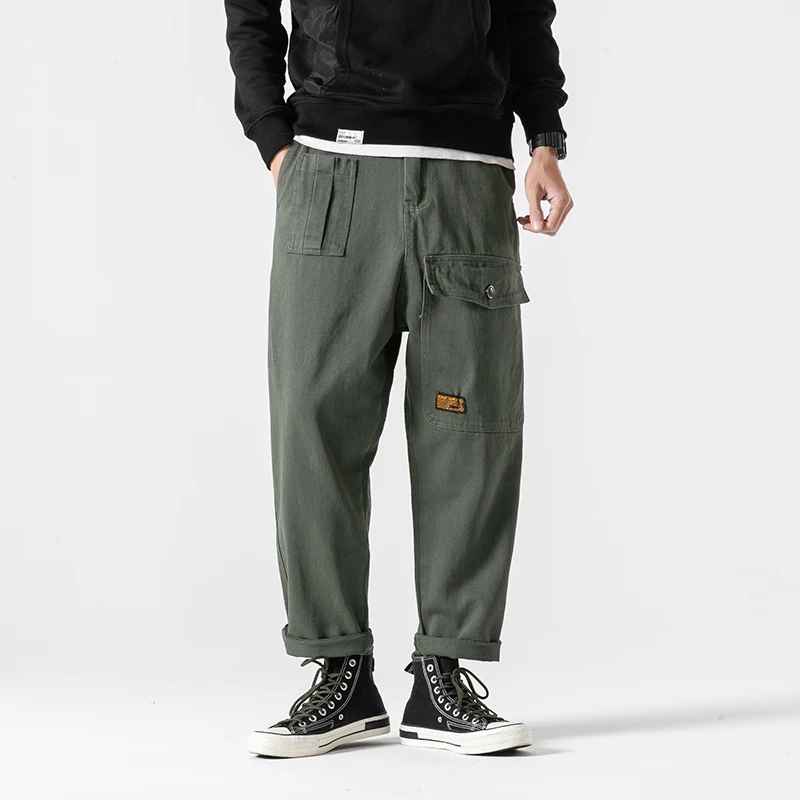 

Men Japan Style Retro Fashion Hip Hop Cargo Pant Wide Leg Straight Casual Harem Pant Male Streetwear Loose Trousers Sweatpants