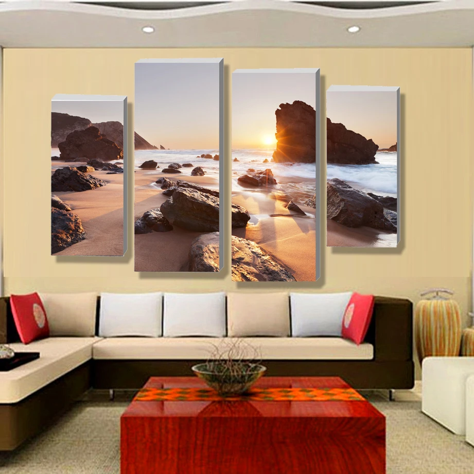 Modern Scenery Beautiful High Definition Printing 4 Panel Painting The