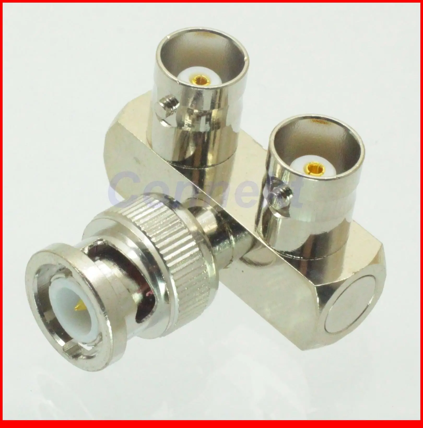 

5pcs/lot BNC male plug to two BNC female triple Y right angle RF adapter connector 3 way