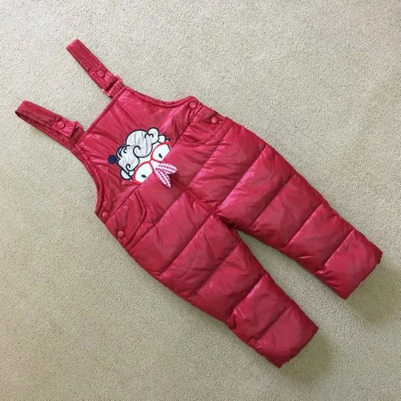 The inventory of children down pants Jumpsuit boy girl Baby Bib thick white eiderdown wearing