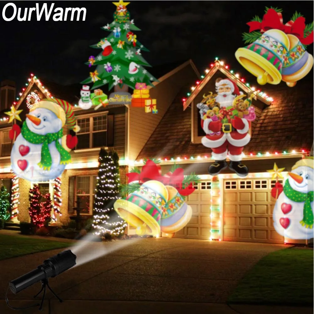 

OurWarm Christmas Moving Flashlight Laser Projector 12 Patterns LED Stage Light Outdoor Laser Christmas Lights New Year Gift