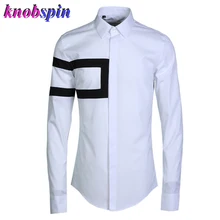 Простая брендовая деловая Мужская рубашка, модная оригинальная Лоскутная рубашка с геометрическим узором, мужская Тонкая Повседневная рубашка, большие размеры