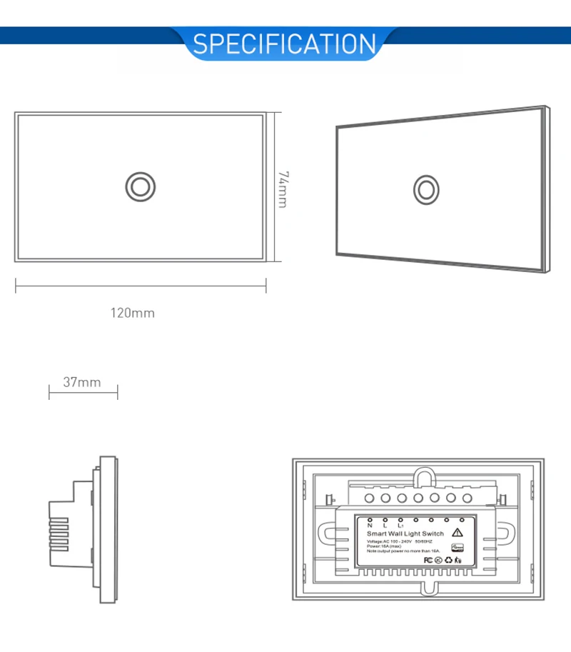 НЕО COOLCAM NAS-SC01Z Z-wave плюс настенный выключатель света 1CH Gang США Версия 908,4 МГц Z Wave Совместимость с 300 и 500 серии