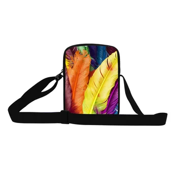 

Fashion Children's Mini School Bags 3D Colorful Feather Print Messenger Bag Mochila Kids Casual Shoulder Bag Students Bookbag