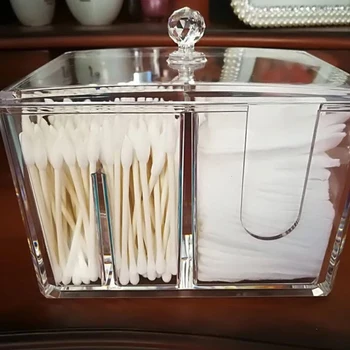 

Transparent Cotton Swab Box Clear Acrylic Organizer Holder Makeup Pads Storage Box Desktop Organizer Jewelry Case for Cosmetics