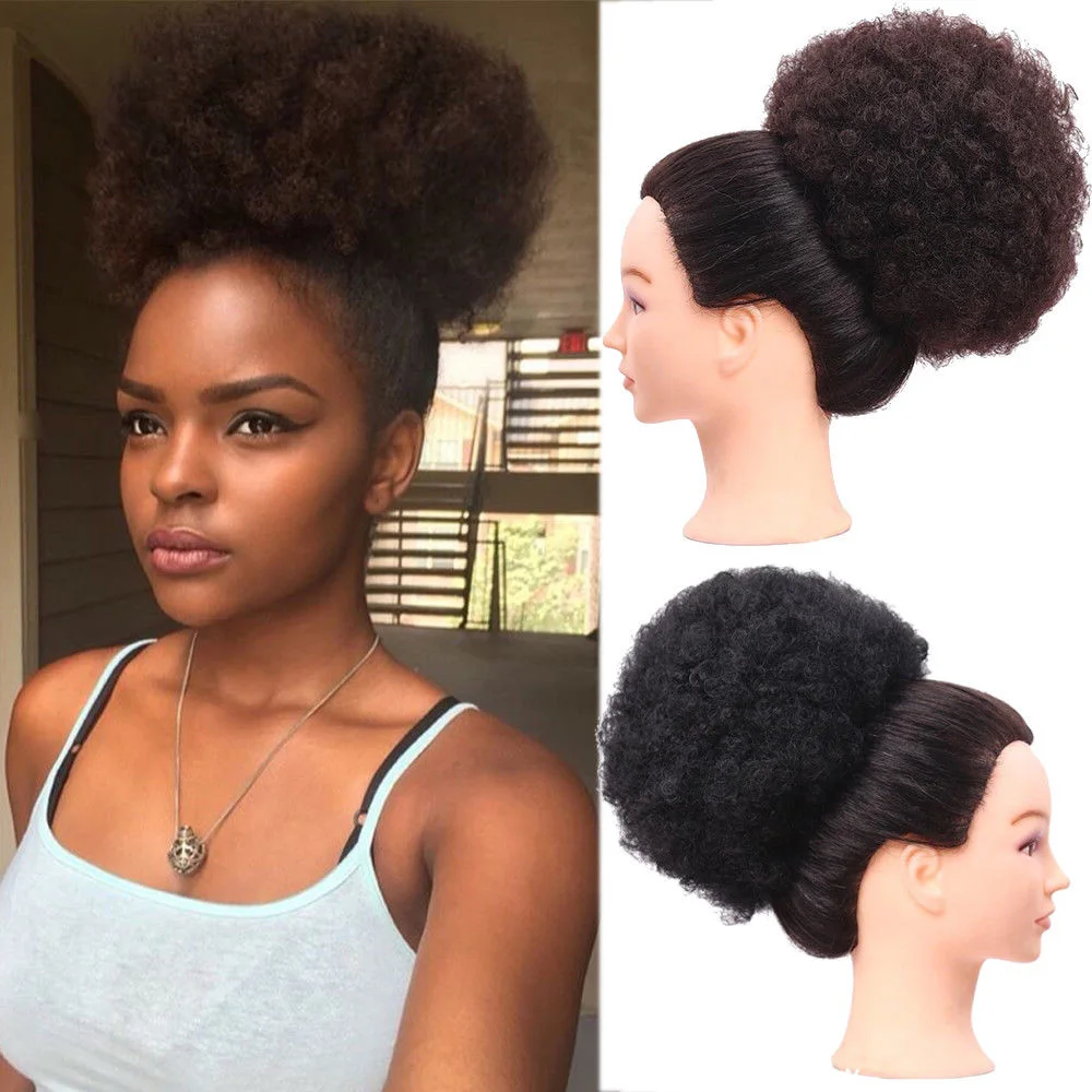 Женские афро конский хвост слоеный шнурок обертывание вьющиеся волосы Updo шиньон