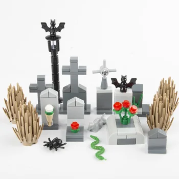

City Street Light Cemetery Accessories Animals Model Halloween Street View Parts Garden Grass Plant Building Blocks Toys
