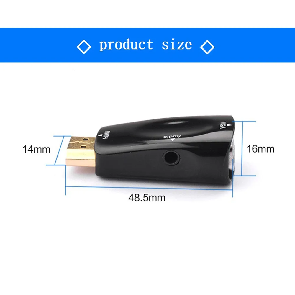 EPULA 1080P HDMI папа к VGA Женский адаптер видео конвертер 3 5 мм аудио выход кабель для