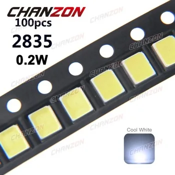 100pcs SMD 2835 Chip Cool White 0.2W 3V 60mA 21-23LM SMT Surface Mount Lamp 10000K LED Light Emitting Diode Lamp for PCB