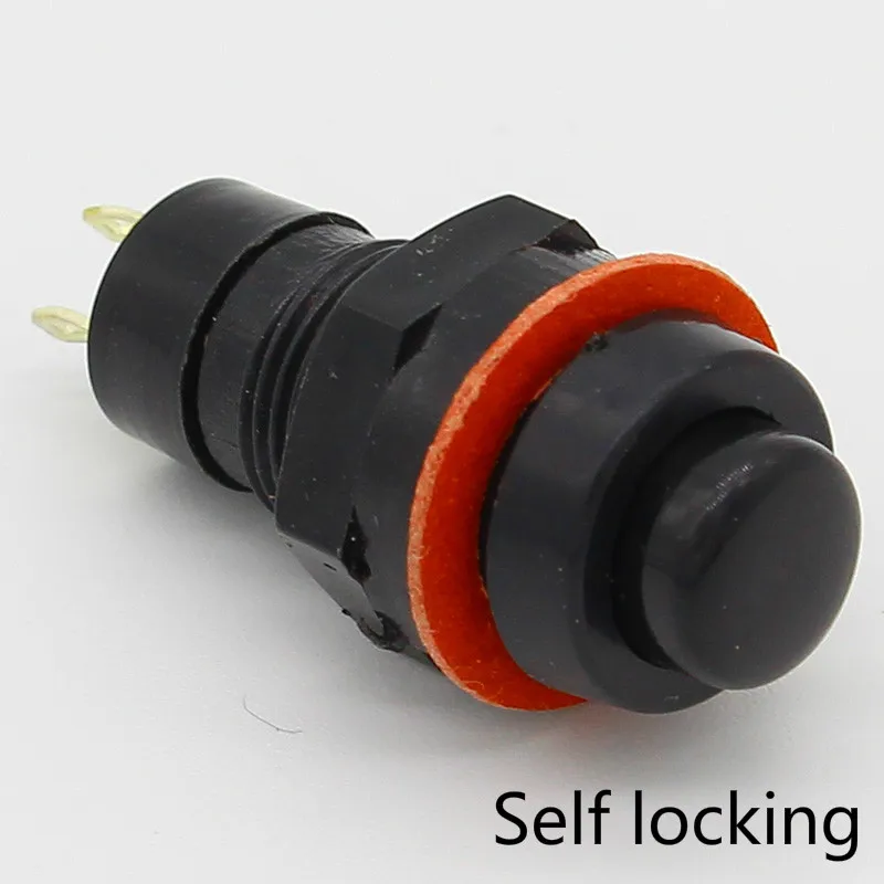 6 шт самоблокирующийся кнопочный переключатель 10 мм - Цвет: Black