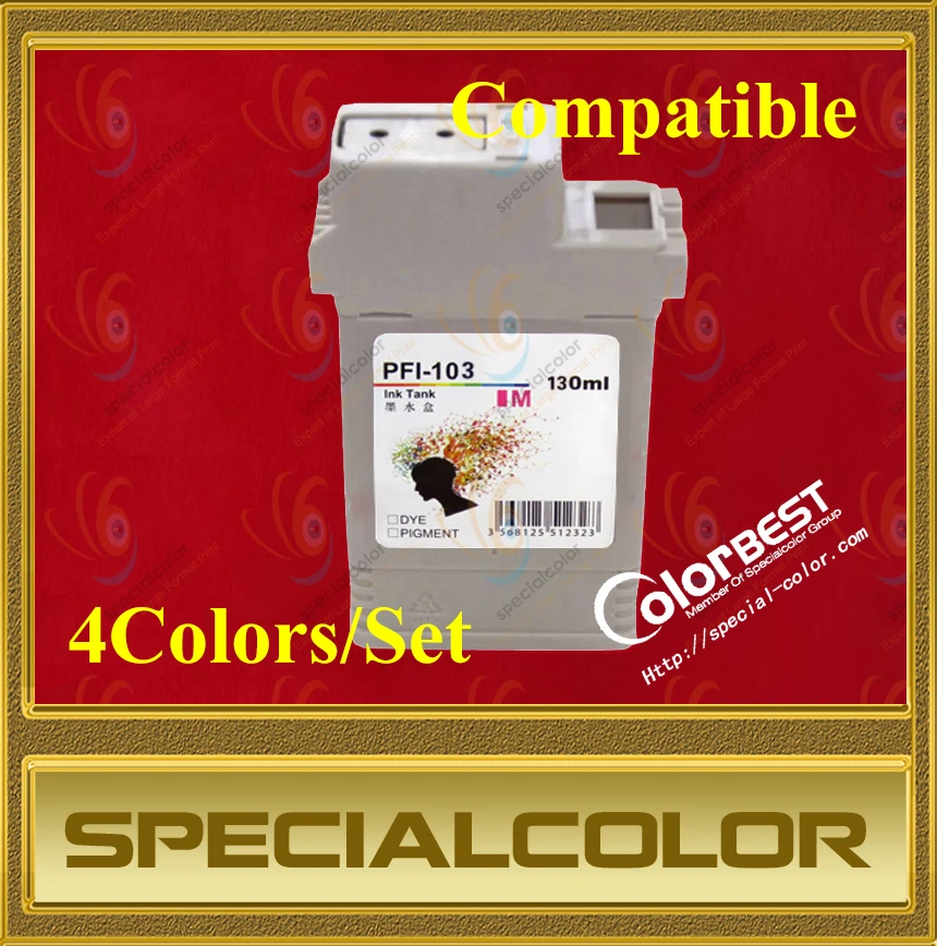 4 Colors/set Wholesale PFI103 Ink Cartridge with Chip Pigment Ink Tank 130ml ink for IPF5100