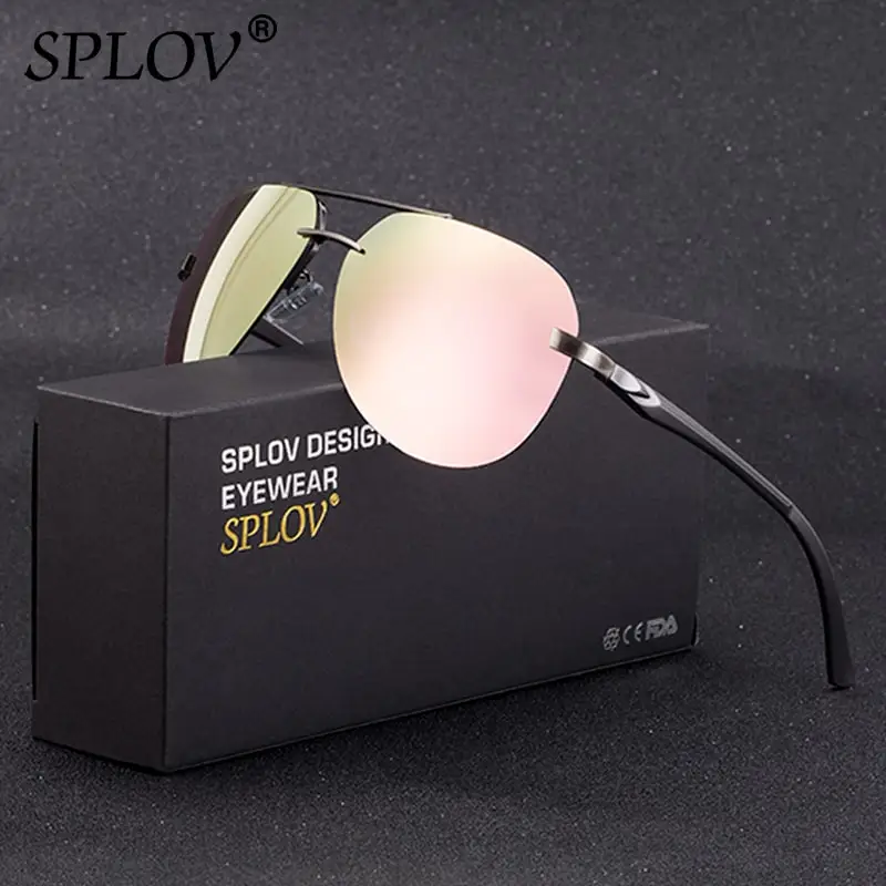 

SPLOV Classic Pilot Sunglasses For Men And Women Polarized Aluminium Magnesium Spring Legs Eyewear Gafas De Sol UV400 With Case