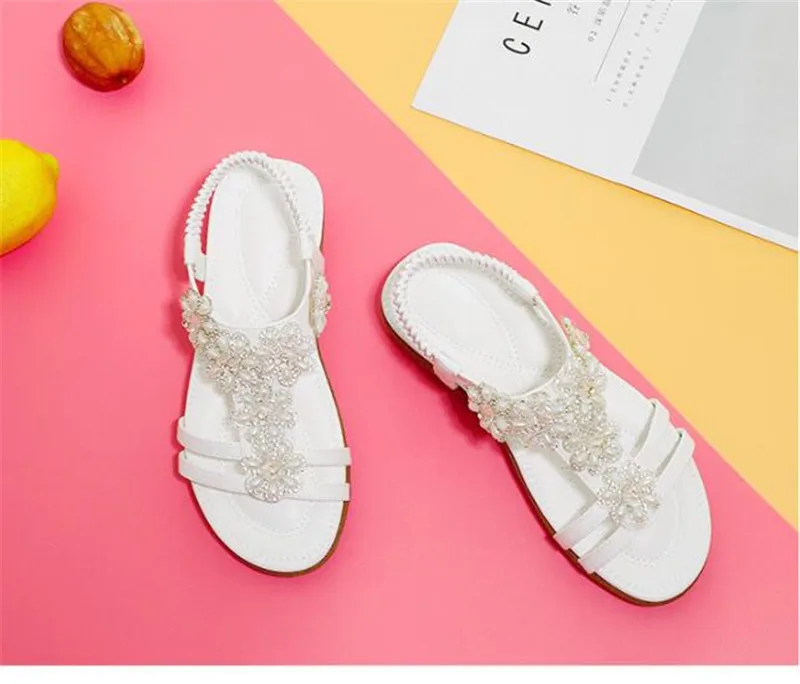 CEYANEAO/ г. Нескользящие износостойкие туфли на плоской подошве Простые Модные сандалии пляжная обувь со стразами и цветами