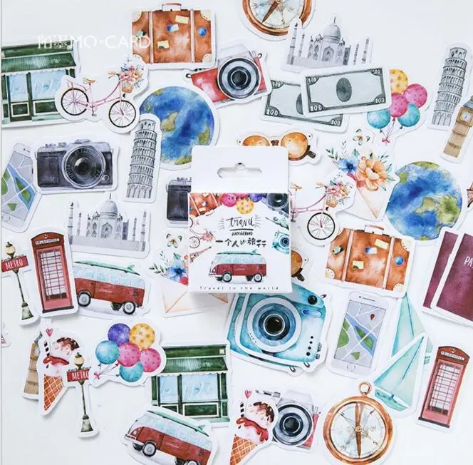 46pcs/Pack Vintage Scrapbooking Stickers Car Skateboard Mobile Phone Baggage Graffiti Decorative Stickers Totem Memo Stickers