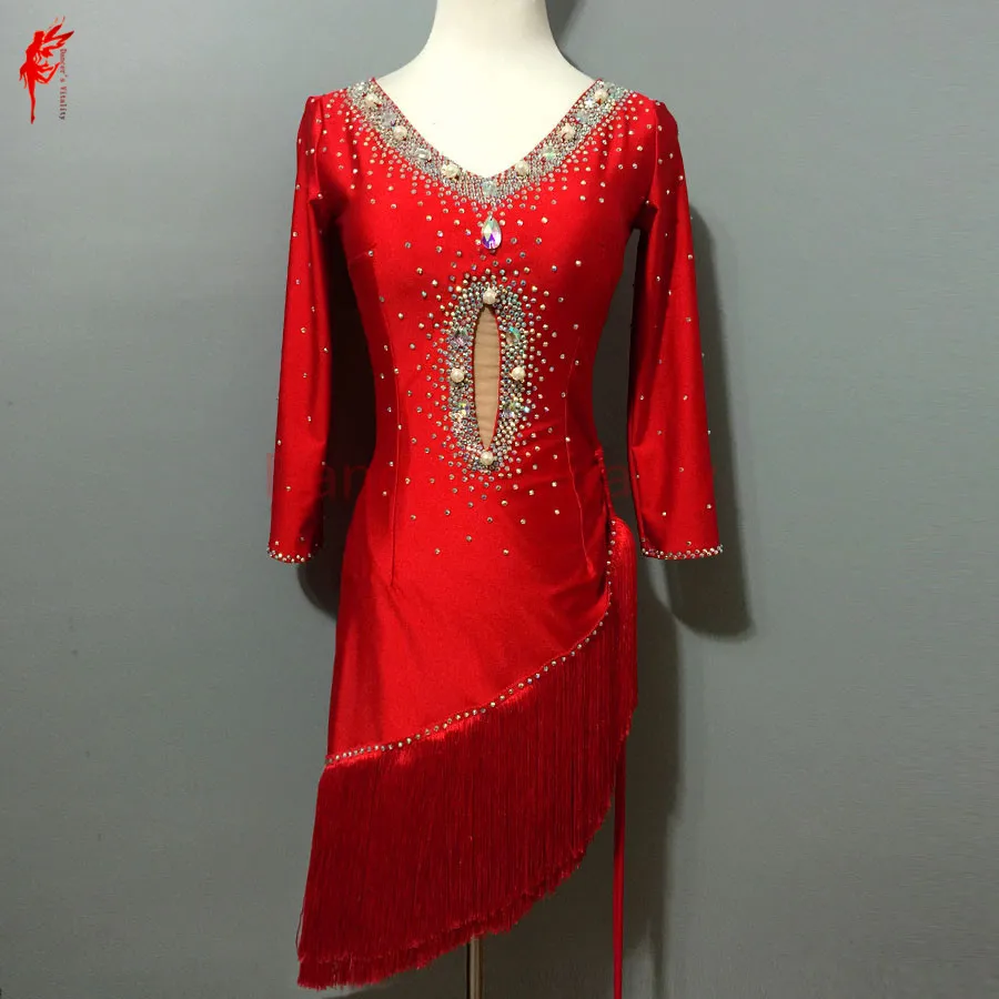 Women latin dancing clothing for girls latin dance dress spandex half