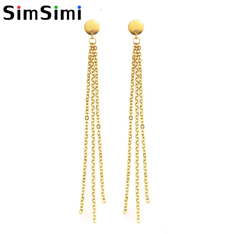 

Simsimi tassels Earrings stud earrings round heart style gold/silver tone color Stainless steel women gift party earrings