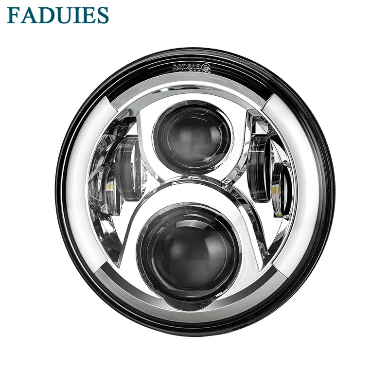 FADUIES 7 inch round Motorcycle Projector Daymaker LED Headlight With Halo & DRL &Turn light For Harley Davidson Street Glide (1)1