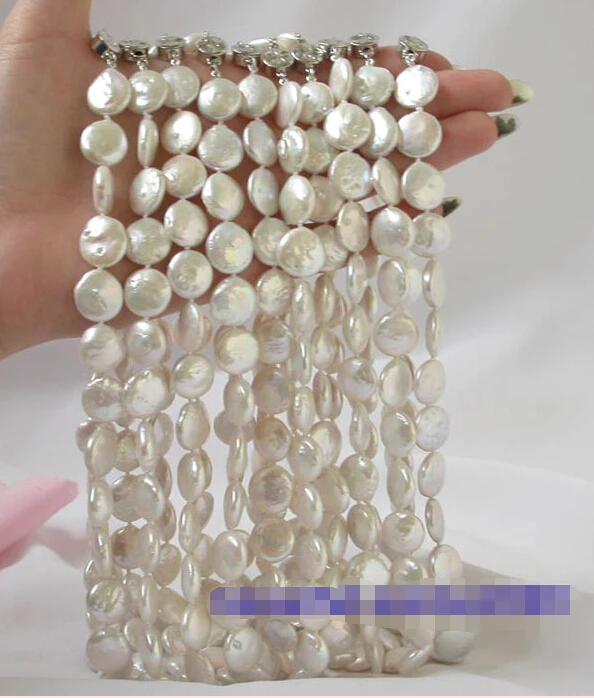 

FREE SHIPPING *n1286 10 Pieces 20" 14mm coin white freshwater pearl necklace AAA